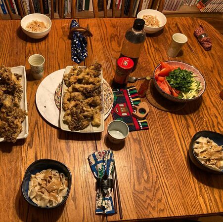 Friday December 4 沙县拌面 and tempura mushrooms